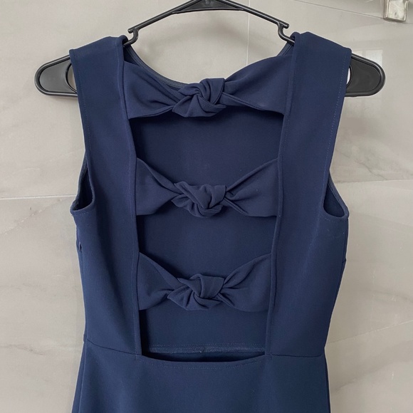 2/$16 Zara Woman Navy Fit & Flare Dress with 3 Bows in Back - Picture 4 of 5